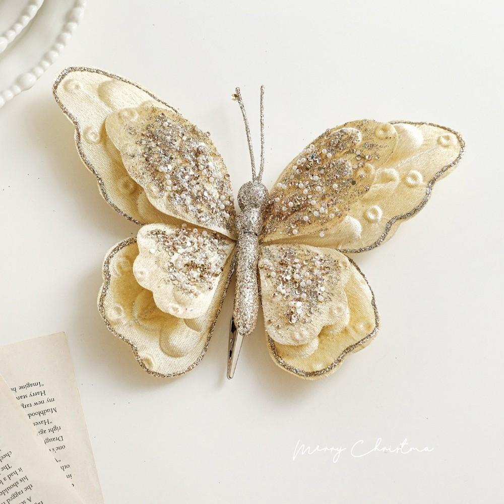 Clip Glitzer Weihnachtsblume Simuliert Exquisit Weihnachtsbaum Dekoration Pailletten Beflockung Anhänger Blumenarrangement