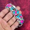 Cotton Candy Turquoise 925 Solid Sterling Silver Bracelet with Adjustable Chain, Handmade Gemstone Designer Jewelry Bracelet