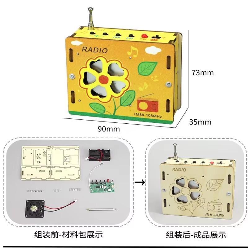 Fm Radio Model Decorative Diy Plaything Wooden Science Experiment Kits Science Learning Game Experiment Selfmade Assembly Materials