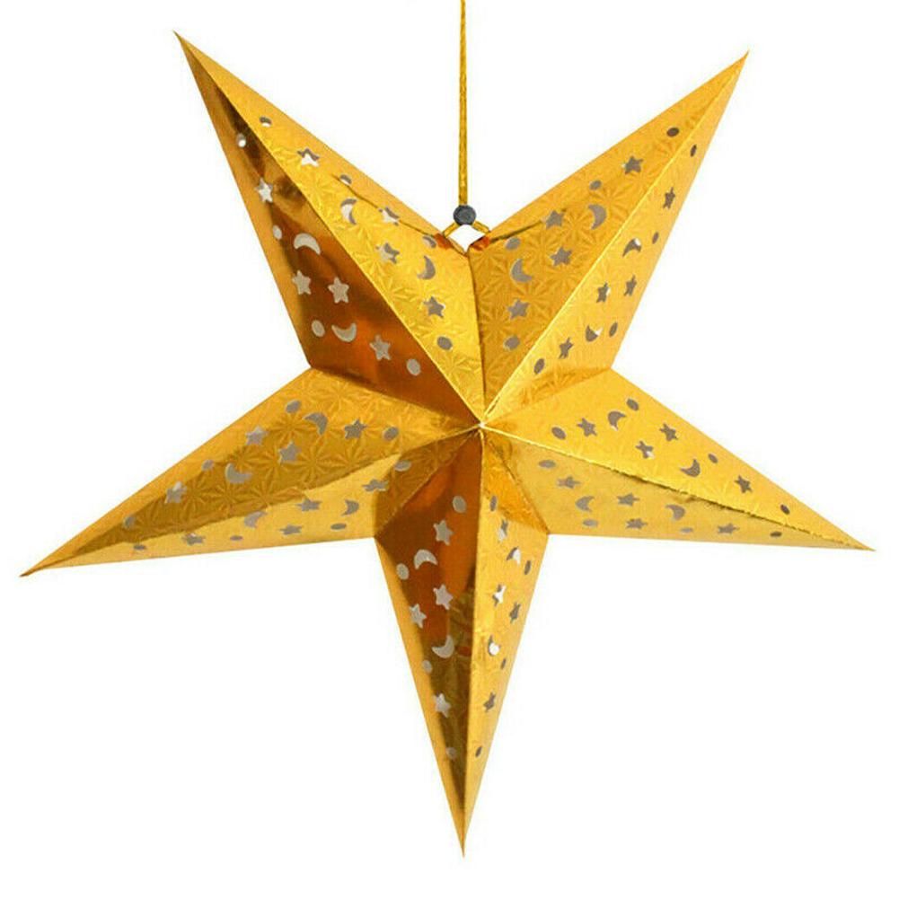 1pc Colorful Hanging Star Lantern 3D Pentagram Lampshade Christmas Ornament
