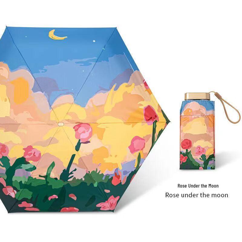 OIMG Flat Six-Fold Oil Painting Pocket Umbrella