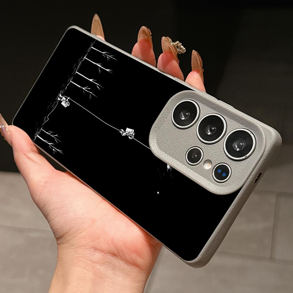 Samsung A07 Xiaomi Redmi 14C for iPhone 17 Pro Max Infinix Realme Phone Cases Soft Brown Leather Pattern TPU Case NY47 Art Space Astronaut Skate Moon