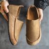 Men’s Retro Moccasins Shoes Fashion Casual Slip On Flats Driving Shoes Black Khaki Wide Head Shoes Plus Size
