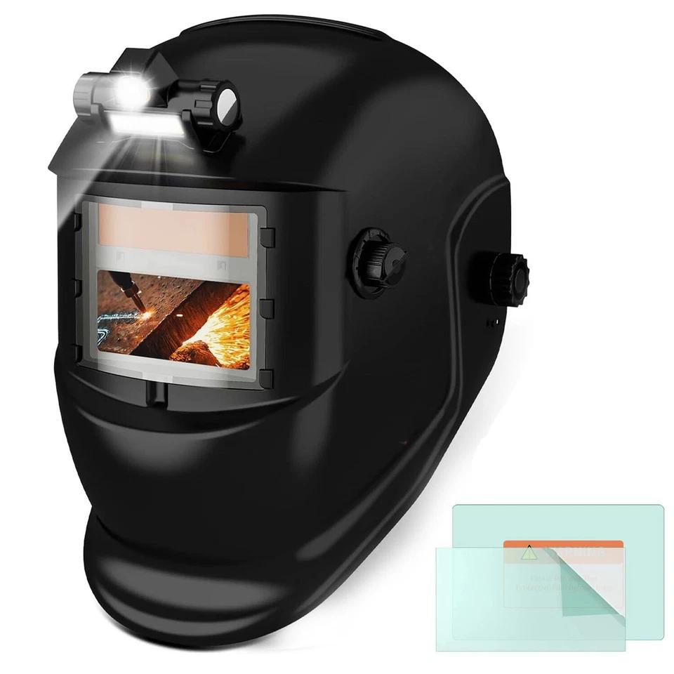 Welding Helmet Solar True Color Auto Darkening Welder Mask Adjustment Large View protective helmet For Arc Weld Grind Cut чёрный