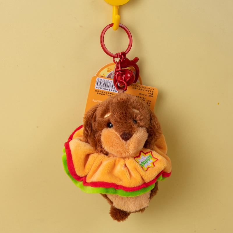 Cartoon Dachshund Plush Toy Camera-Style Keychain Backpack Accessory