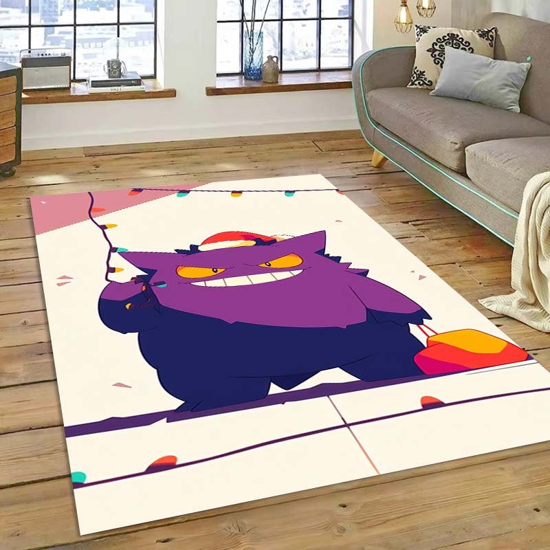 New ModelPokémon Gengar Themed XXL Rug Cool Gengar Patterns with Vivid Colors Dynamic Styles Designs Soft Floor Mat for Bedroom