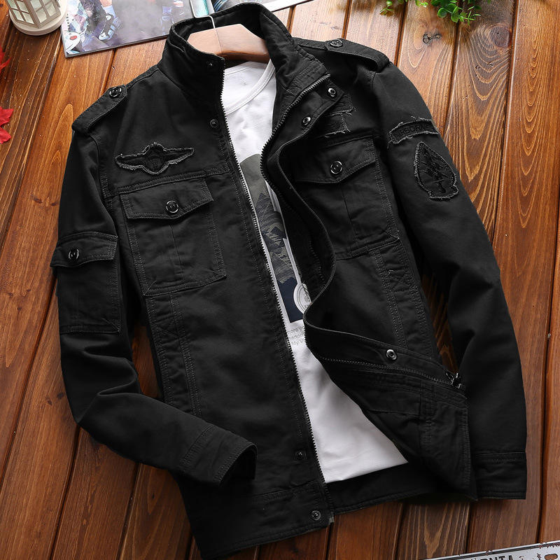 Autumn Multi-pocket Tooling Jacket Men's Middle-aged and Young Adult Large-size Casual Outdoor Military Jacket Thin
