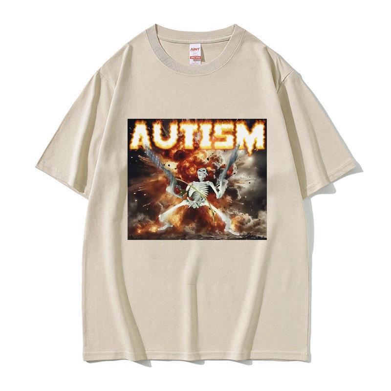 Autistic Funny Skeleton Meme Graphic T Shirt Men Fashion Gothic Retro T Shirts Male ONeck Oversized Short Sleeve Tshirt Unisex