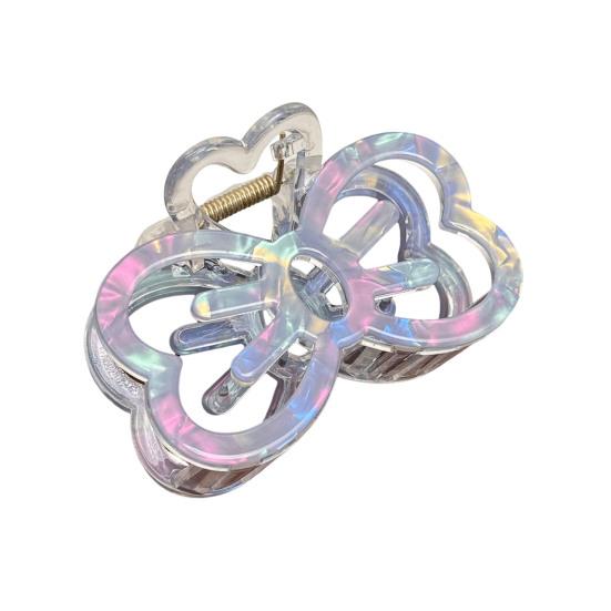 

Hair Claw Hollow Bow Shape Colorful Transparent Texture Stable Grip Shark Clip Bun Half-Tied Hair Accessories синий
