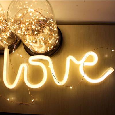 Neon Night Light Usb Love Sign Led Lights 3D Art Romantic Night Lights Lamp For Bedroom Wall Neon Led Strip Flexible Battry