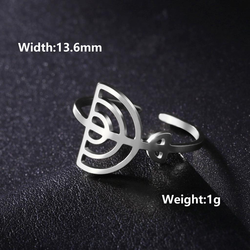 Lucktune Judaism Menorah Rings for Women Stainless Steel Star of David Candle Holder Open Rings Hanukkah Chanukah Jewelry Gifts