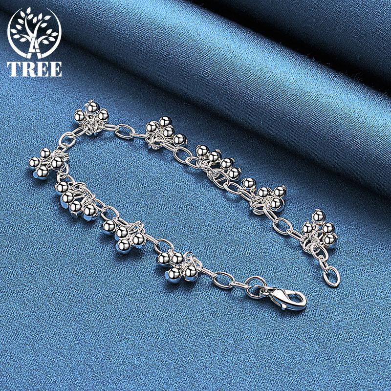 925 Sterling Silver Smooth Bright Bead Ball Chain Bracelet Jewelry