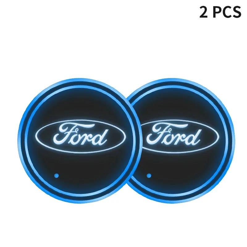 Autoaufkleber Bunt Universell LED Auto Becherhalter RGB Licht Matte Pad Für Ford Fiesta Ranger Fusion Mondeo Mustang Transit Auto Ac
