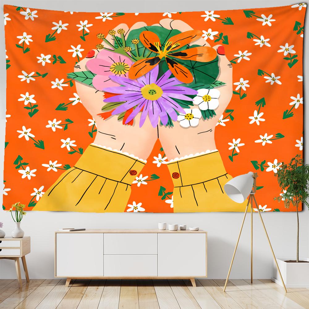 Oil Painting Tropical Plants Tapestry Wall Hanging Living Room Bedroom Headboard Wall Art Sheets Home Decor