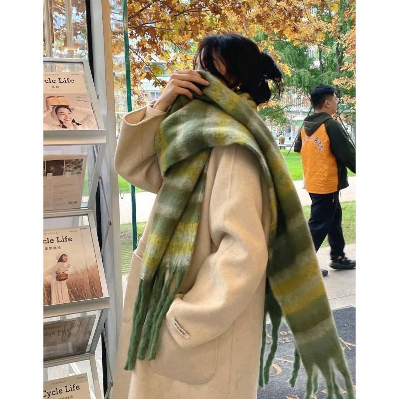 Soft Fuzzy Oversized Scarf Women Winter Warm Thick Acrylic Blend Solid Color Plush Neck Wrap