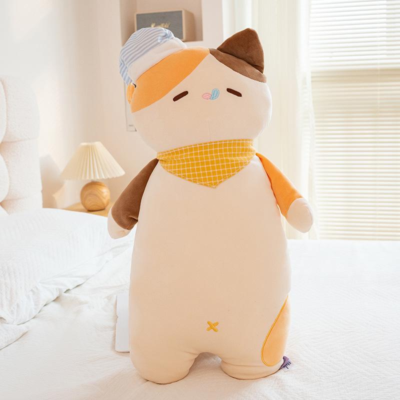 Cute Soft Cat Long Pillow Living Room Sofa Decoration Calico Cat Siamese Cat Sleeping Cushion Side Sleeping Pillow