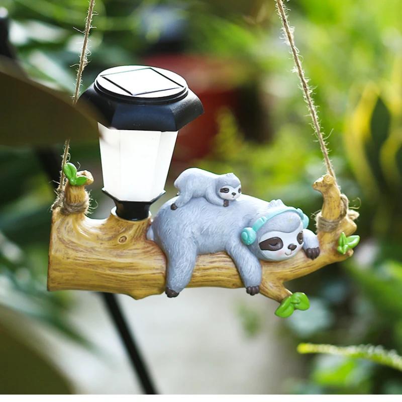 2024 Cartoon Squirrel Sloth Solar Lamp Animal Courtyard Porch Lamp LED Solar Light Hanging Light Outdoor Garden Decoration Light
