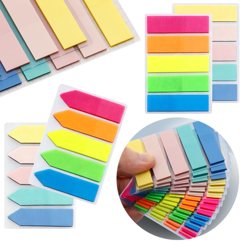 1Book PET Index Sticker Multiple Macaron/Morandi Color Flat/Arrow Head Available Home Office School Marker Sticker Supplies ZYF