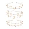 Rhinestone Hairband with Butterfly Moon Star Decor Thin Side Shinning Multi Layered Headband for Girls Wedding Party