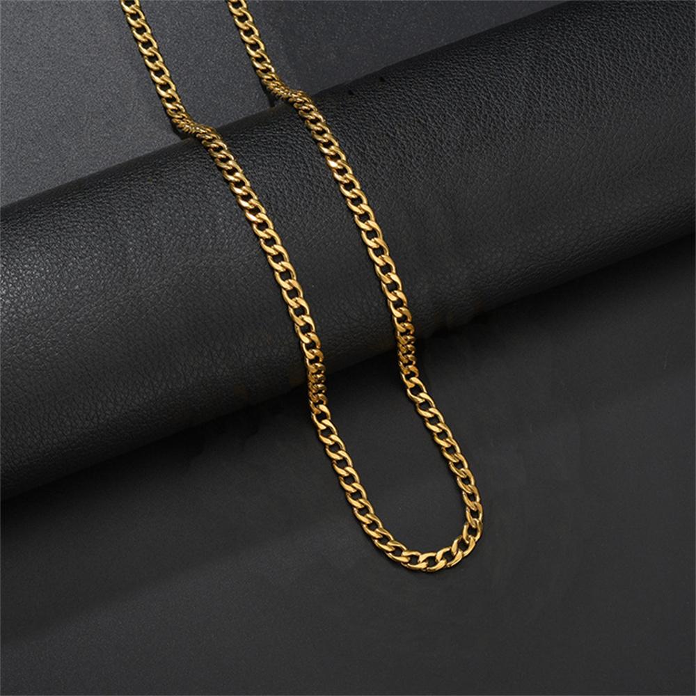 Hip Hop Curb Cuban Link Chains 4mm Gold Silver Color Stainless Steel Chain Necklaces For Men Women Vintage Jewelry Gift XL287-4