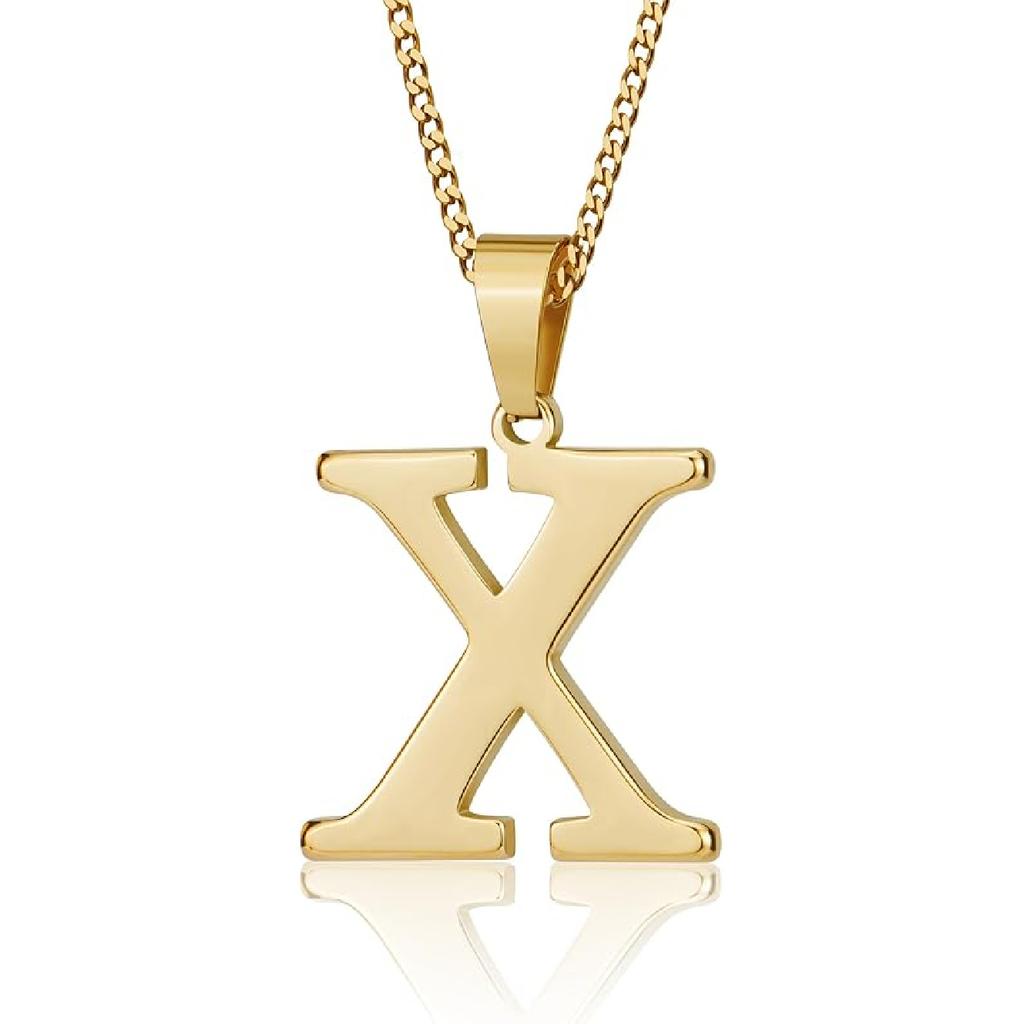 Suweibuke Initial Necklace for Men Women Boys Girls, 18K Gold Plated 26 Letters Pendant Necklace, Personalized Jewelry Gifts