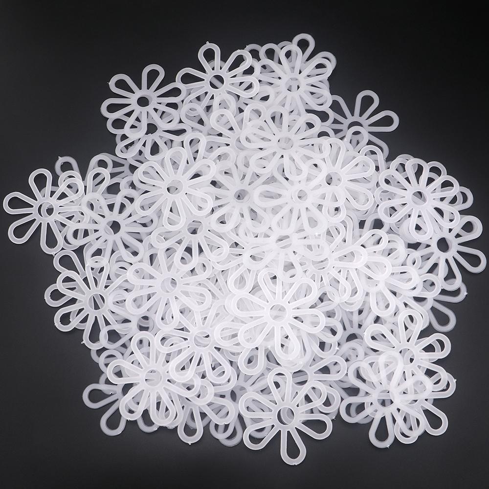 200pcs White Plastic Flower-Shaped Weaving Mesh Straps - DIY Craft Accessories for Crochet Bags, Wallets, Seat Cushions & More