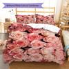 Rose Pattern Bedding Quilt Set Quilt Cover Pillowcase Home Decoration Gift (1 * Duvet Cover + 2 * Pillowcase, Without Core)