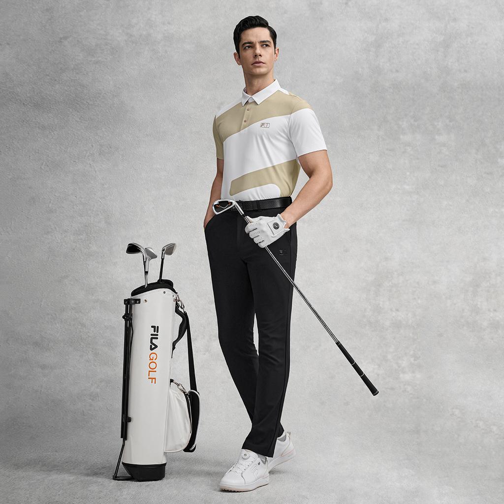 FILA Golf Series Fashion Simple Classic Sports Casual Versatile Comfortable Color Block Knitted Short Sleeve Polo Shirt Men tops A11M615107FBG
