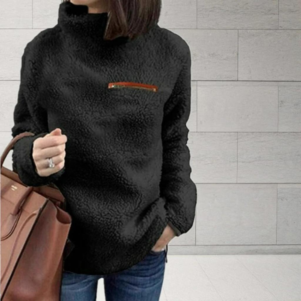 Winter Super Soft and Comfortable Solid Color Turtleneck Pullover Women's Sweater Fashion Zipper Sexy Top Ladies Hipster Clothes S-5XL