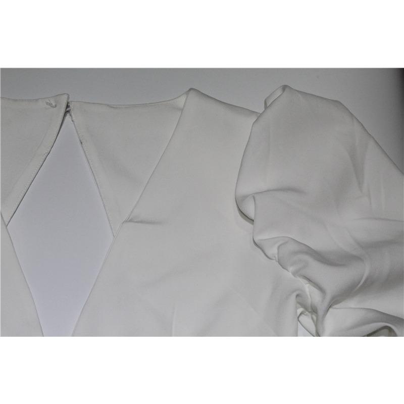 Women's Pure White Foam Sleeve Deep V Waist Halter Elegant Fashion Dress