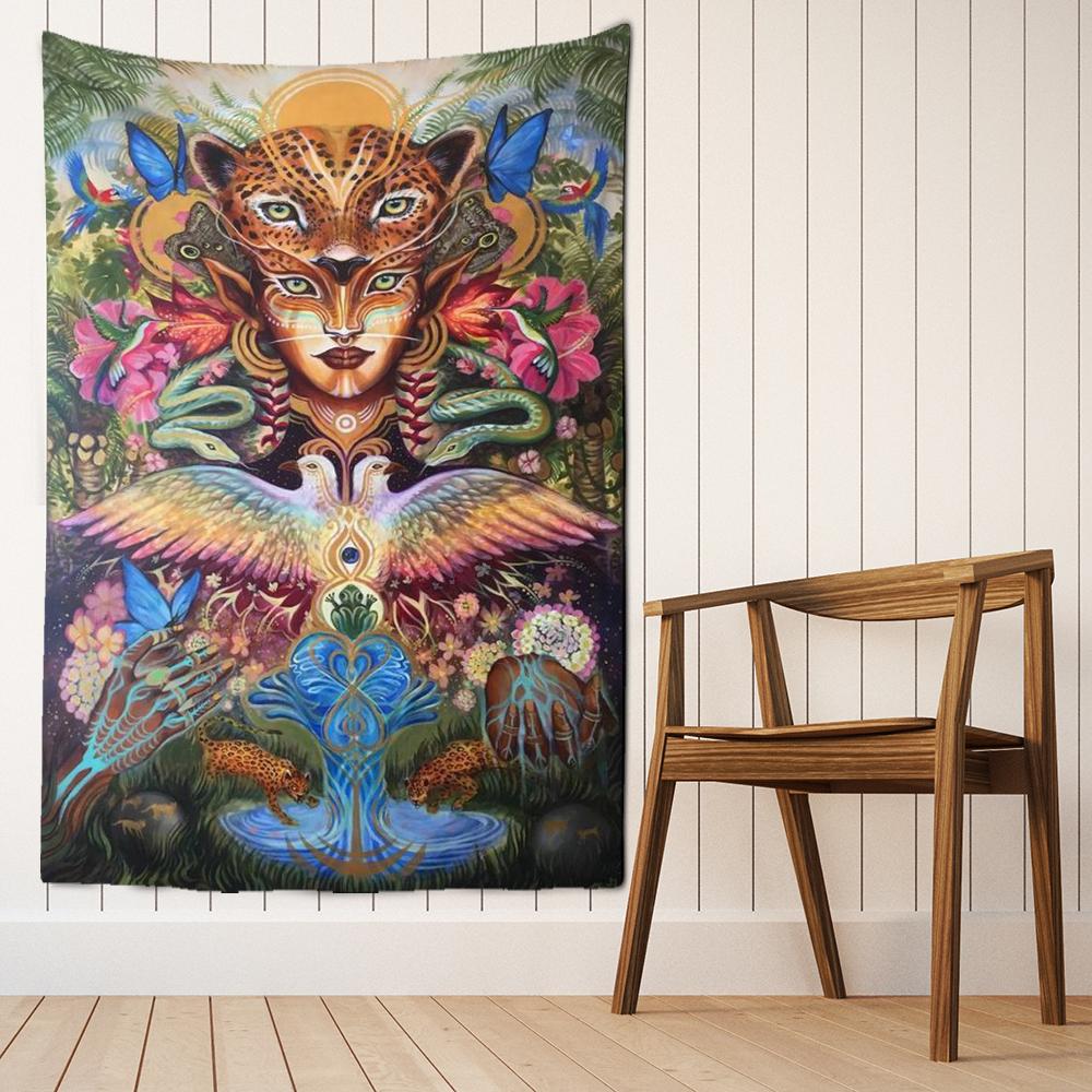 Abstract Leopard Head Tapestry Wall Hanging Psychedelic Witchcraft Tropical Scenery Living Room Bedroom Home Decor