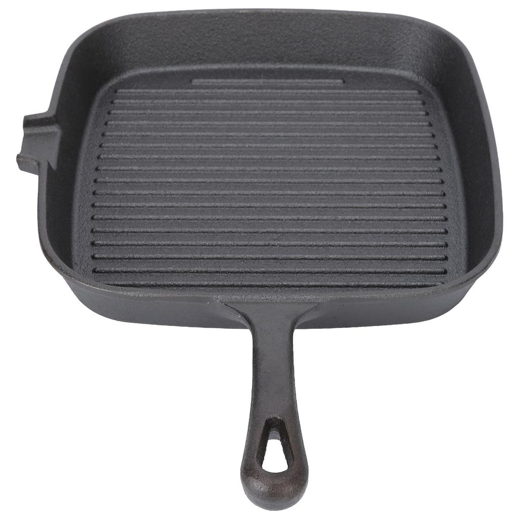 Grill Pan Nonstick Design Heat Resistant Handle Fast Heat Conduction Iron Stripe Frying Steak Skillet for Home Kitchen