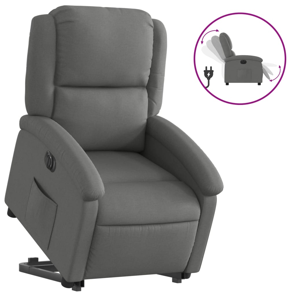 Vidaxl Lift-up Massage Chair, Electric, Reclining, Dark Grey