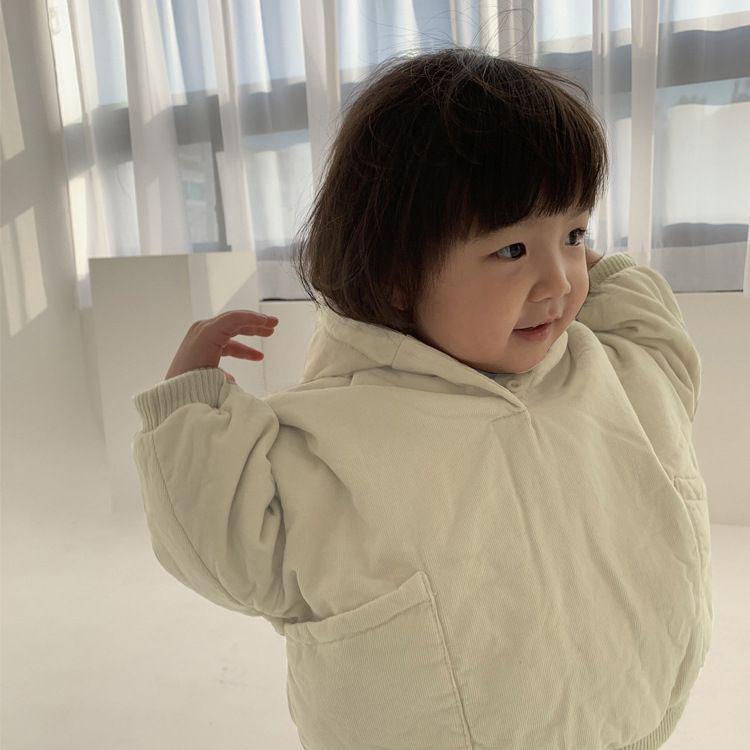 Korean Style Winter Kids' Thick Hooded Cotton Jacket & Pants Set for Girls