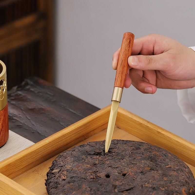 Premium Brass Ebony Wood Tea Ceremony Set Six Tools Gongfu Brewing Accessories