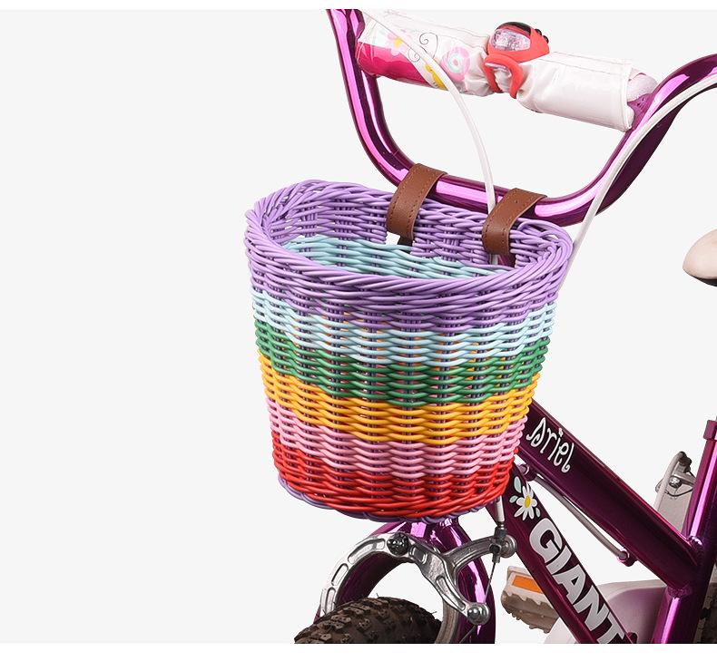Children's Retro Rattan Bike Basket with Bell, Stickers, and Handlebar Tassels - Bicycle Accessories