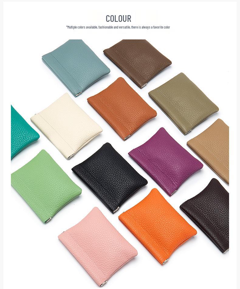 Damen Mini Leder Federclip Geldbörse - Aufbewahrungstasche für Kopfhörer und Münzen