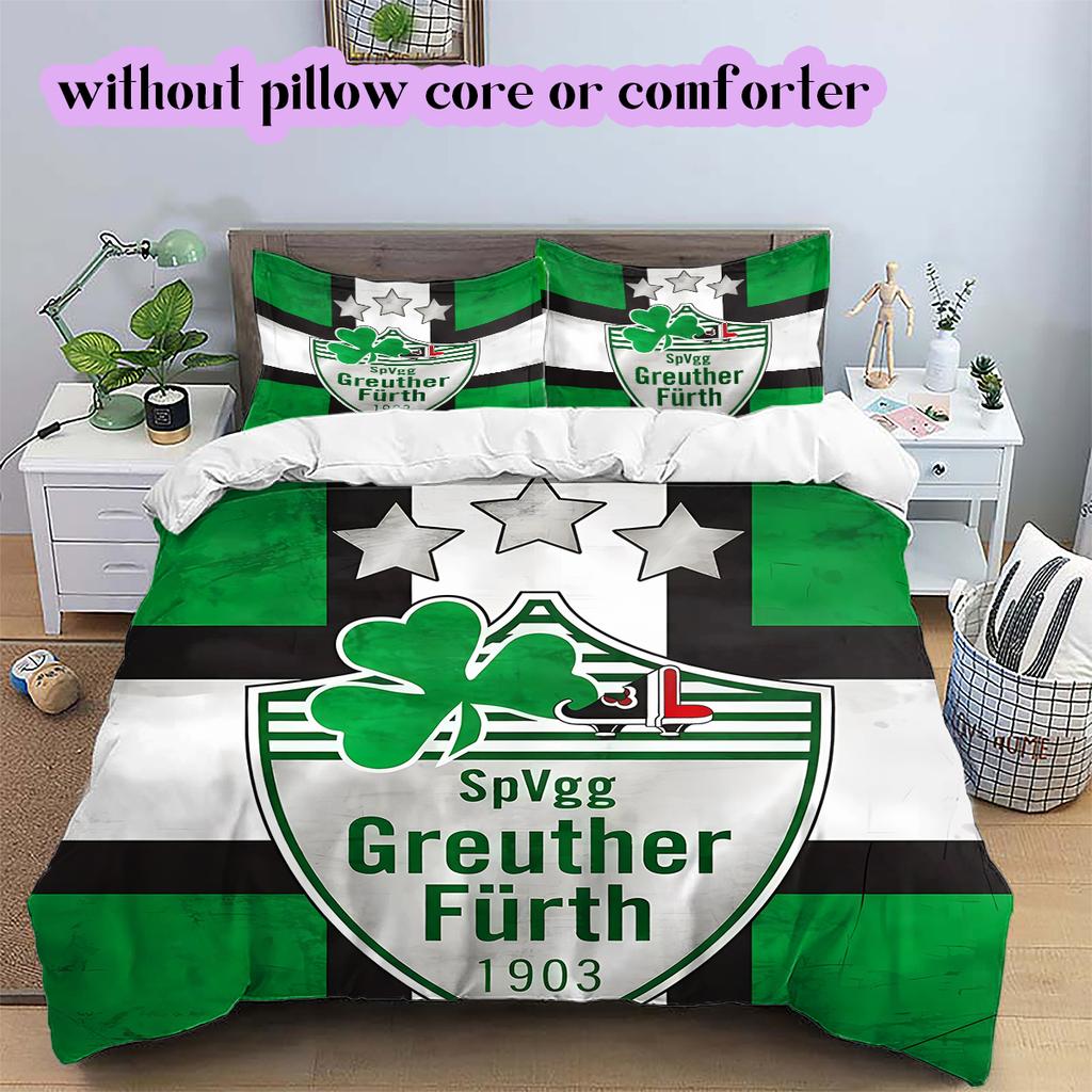 SpVgg Greuther Fürth Vzorovaná Sada Povlečení Přikrývka Potah na Přikrývku Povlak na Polštář Domácí Dekorace Dárek k Narozeninám (1 * povlak na peřinu + 2 * povlak na polštář, bez jádra)