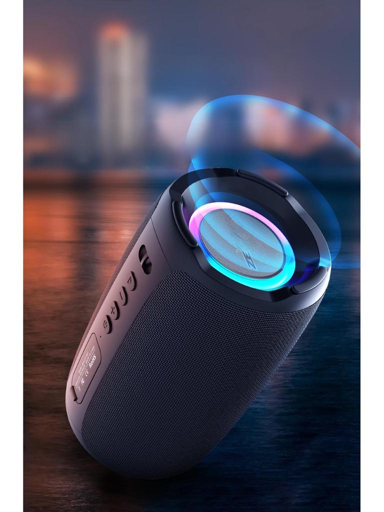 Boxă Bluetooth impermeabilă Fanatic S61: TWS, Subwoofer, Lumini Colorate, Interconectare Wireless, Design Compact