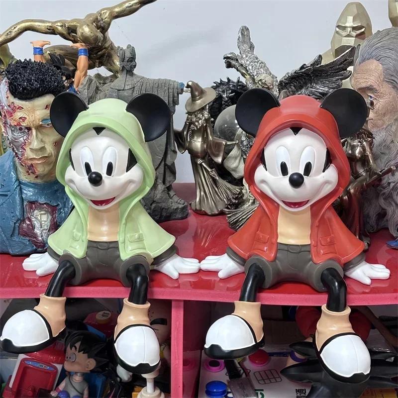 30cm Green/Red Sitting Posture Mickey Mouse Figures Resin Statue Tv Cabinet Office Desktop Home Decor Ornament Gift