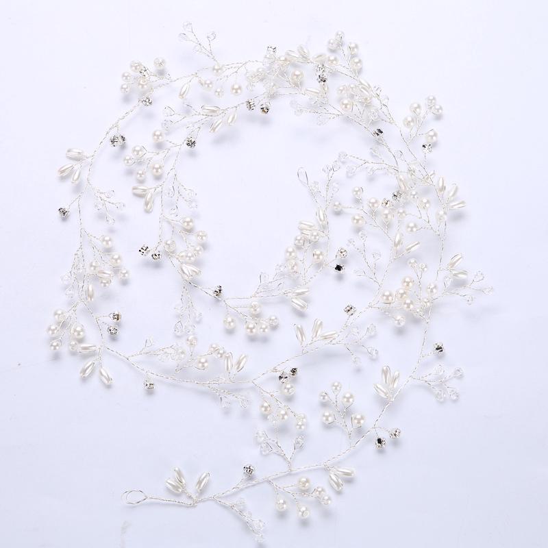 1PC Hair Chain Rhinestone Hadband Hair Chain Headpiece Faux Pearl Tiara Fashion Long Hadband