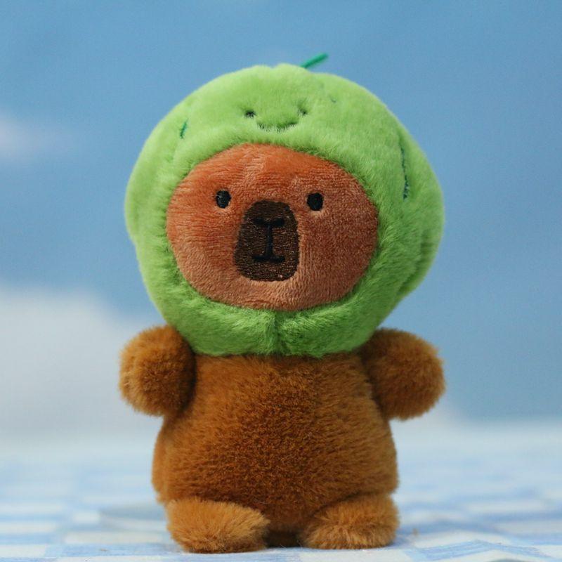 

Whimsical Capybara Colorful Plush Toy Keychain With Super Soft Short Fur зелёный