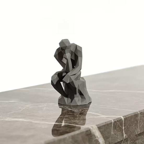 Thinker Ornaments 3D Printed Nordic Style Statue Compact Modern Art Figurine Sharp Edges Desktop Bookshelf Sculpture