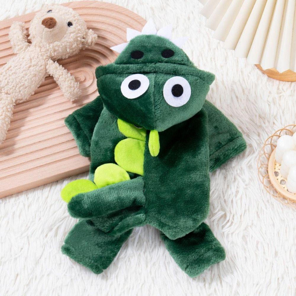 Plush Pet Dinosaur Costume Comfortable Cartoon Pet Jumpsuits Warm Dinosaur Transformation Outfit for Cats and Dogs
