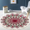 El Dokuma Pamuk Keten Halı Retro Bohem Yuvarlak Başucu Geometrik Zemin Mat Oturma Odası Ev Dekor Boho Mandala Püskül Halı