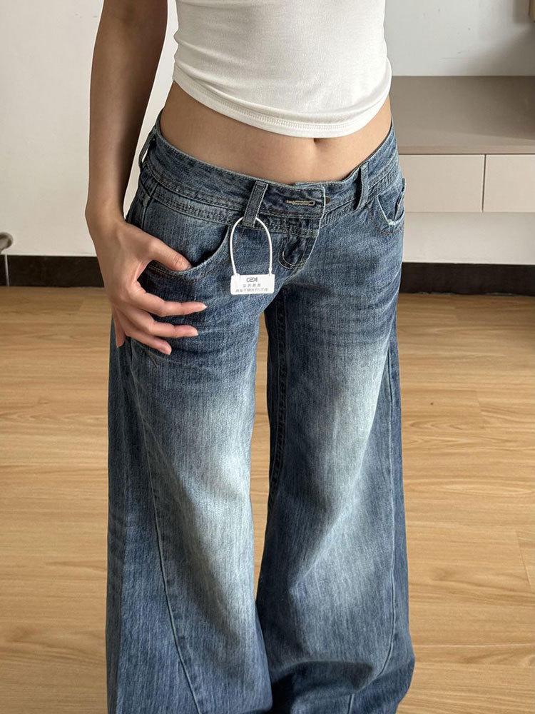 Übergröße Amerikanische Scharfe Mädchen Weite Beine Jeans - Neue Herbst Schlankmachende Gerade Hosen