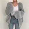 Plus-size Woman 2026 New Fashion Tide Loose Lantern Sleeve Knitted Cardigan Sweater Jacket Coat