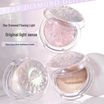 WODWOD Starry River Glitter Highlighter: Three-Dimensional Shimmer Powder for Bright, Sculpted Contours.