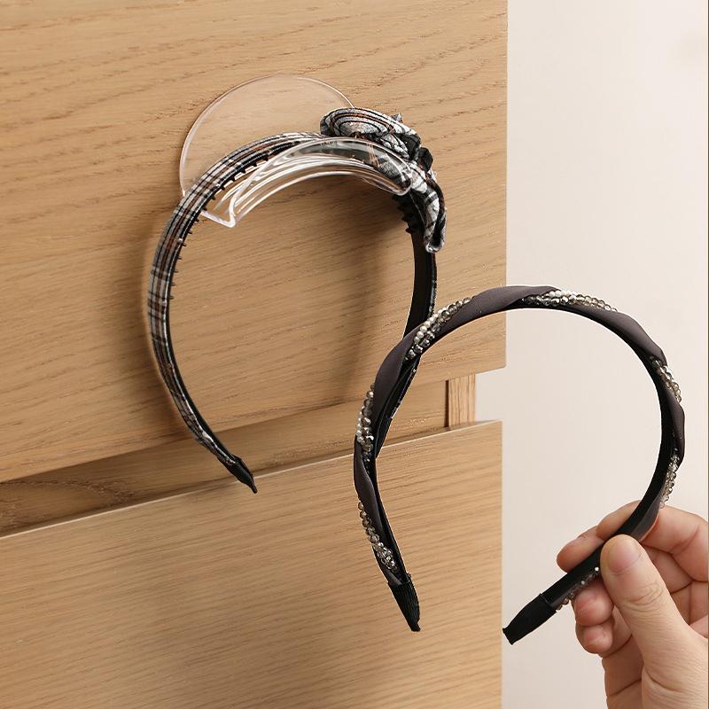 2Pcs Wall Mounted Headband Hair Hoop Storage Rack Punch Free Wardrobe Bag Baseball Cap Holder Hair Circle Belts Storage Hooks