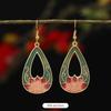 Chinese retro cloisonne enamel earrings female classical temperament simple flower earrings niche design earrings
